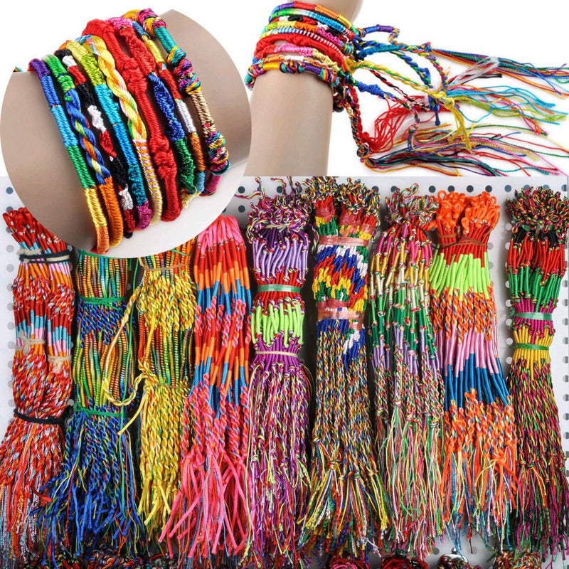 Yoogeer 50pcs Wholesae Bulk Jewelry Lots Colorful Braid Friendship Cords Strand Bracelet - Image 1
